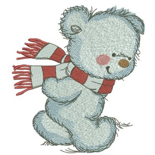 Bear in a warm striped scarf 4 embroidery design - Embroidery Design