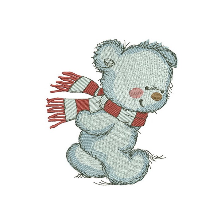Bear in a warm striped scarf 4 embroidery design - Embroidery Design