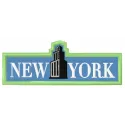 New York badge embroidery design showcasing a classic American motif for creative stitching projects.