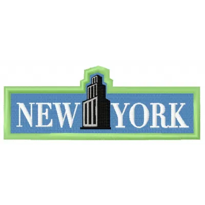 New York badge embroidery design showcasing a classic American motif for creative stitching projects.
