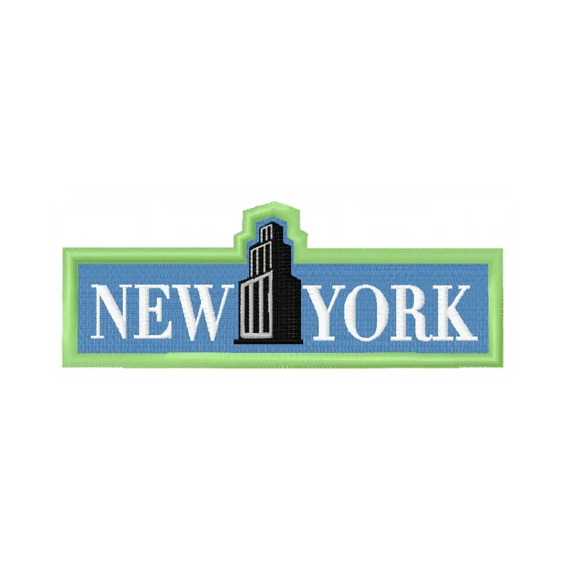New York badge embroidery design showcasing a classic American motif for creative stitching projects.