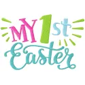 My First Easter embroidery design featuring cheerful motifs, perfect for stitching on baby onesies or towels.