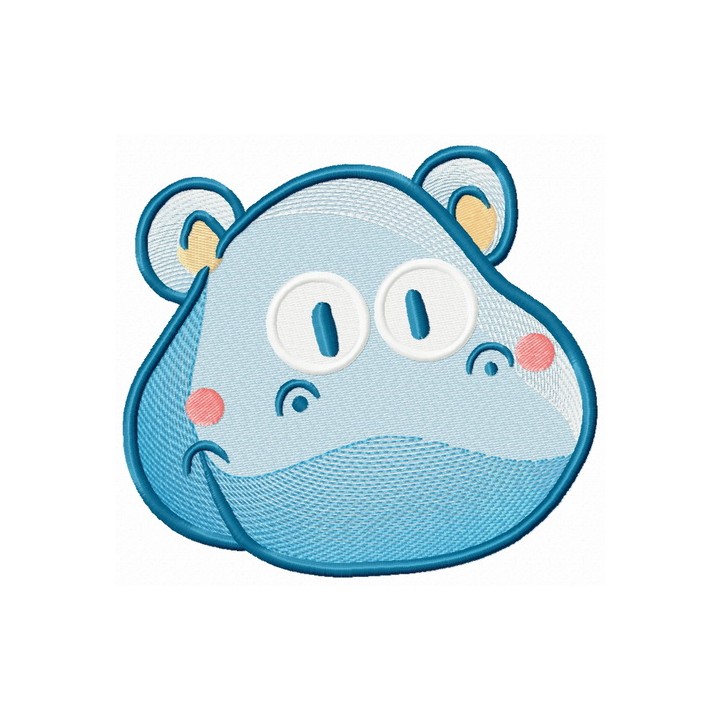 Tiny hippo 3 embroidery design - Embroidery Design