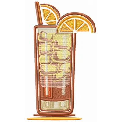 Long Island iced tea embroidery design featuring a vibrant cocktail motif, perfect for kitchen decor and cooking projects.