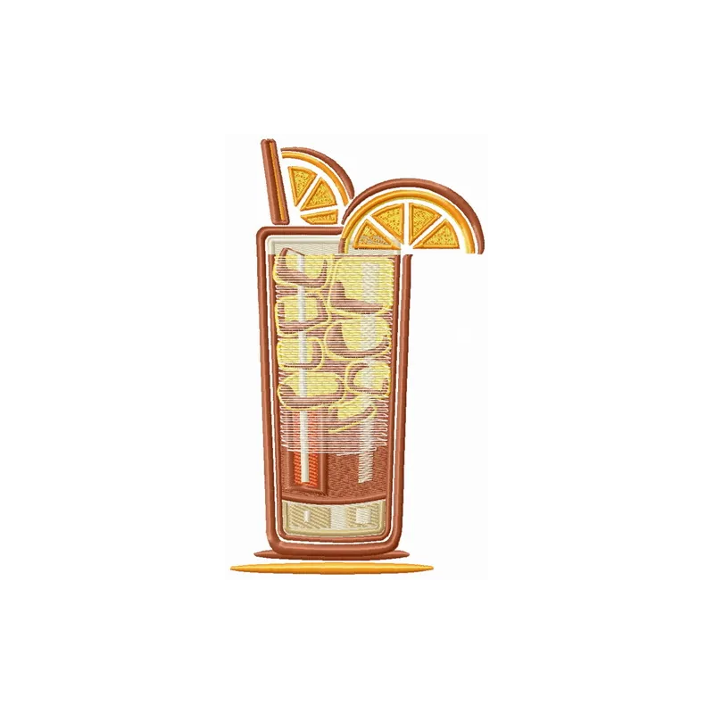 Long Island iced tea embroidery design featuring a vibrant cocktail motif, perfect for kitchen decor and cooking projects.