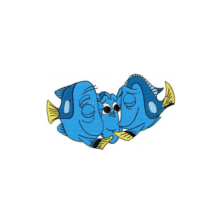 Dory with parents embroidery design - Embroidery Design