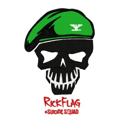 Preview of the Rick Flag embroidery design from the Suicide Squad collection, showcasing intricate stitching details.