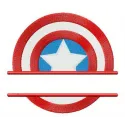 Embroidery design preview of Captain America's shield straight badge, ideal for stitching on t-shirts and bags.