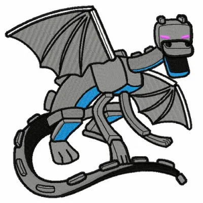 Colorful monster dragon embroidery design inspired by Minecraft, perfect for stitching on hoodies or t-shirts.