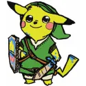Preview of Pikachu warrior embroidery design showcasing a playful and fierce character for stitching on apparel.