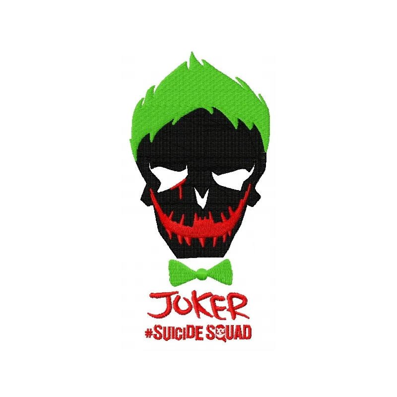 Preview of the Suicide Squad Joker embroidery design showcasing vibrant details for creative stitching projects.