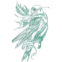 Siberian rubythroat 2 embroidery design showcasing a detailed bird motif for various textile projects.