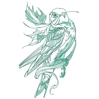 Siberian rubythroat 2 embroidery design showcasing a detailed bird motif for various textile projects.