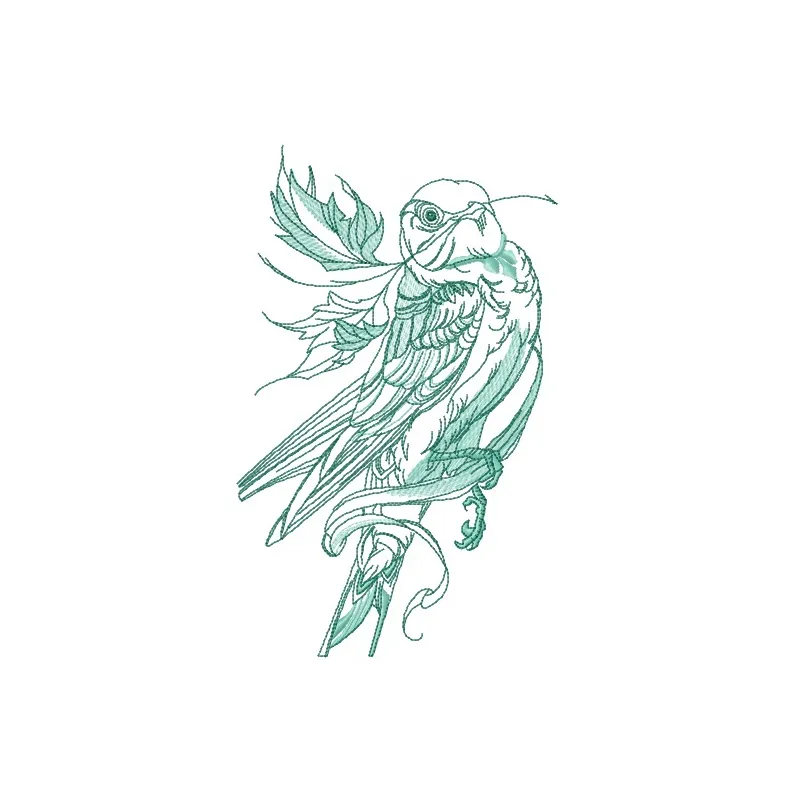Siberian rubythroat 2 embroidery design showcasing a detailed bird motif for various textile projects.