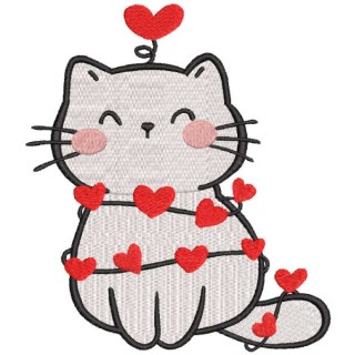 Cat garland of love embroidery design - Embroidery Design