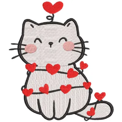 Preview of the Cat Garland of Love embroidery design, featuring charming cat motifs for creative stitching projects.