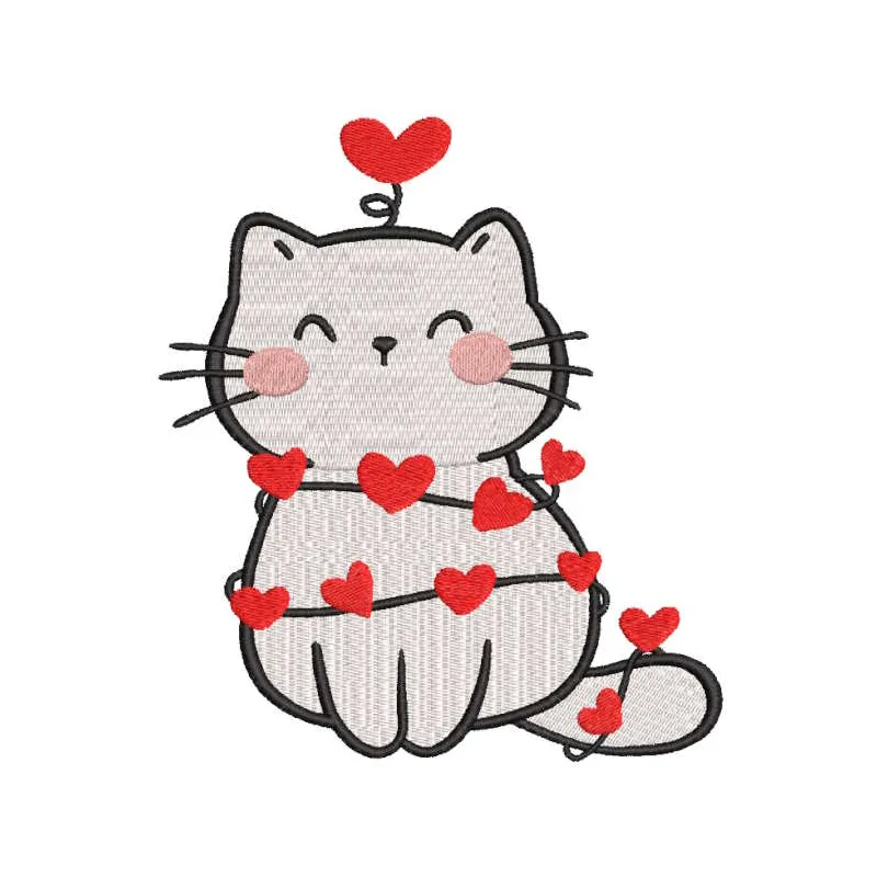 Preview of the Cat Garland of Love embroidery design, featuring charming cat motifs for creative stitching projects.