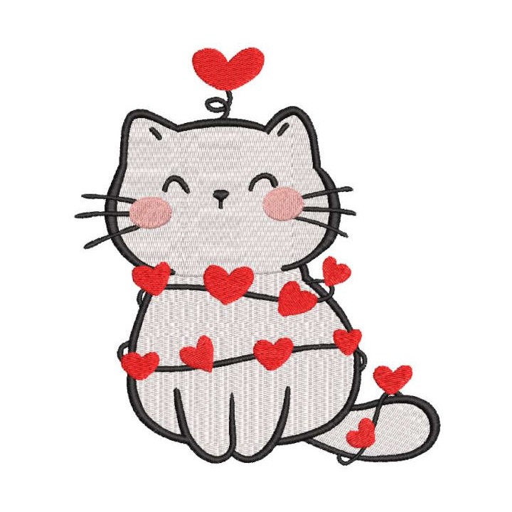 Cat garland of love embroidery design - Embroidery Design