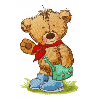 Teddy bear goes to school embroidery design - Embroidery Design