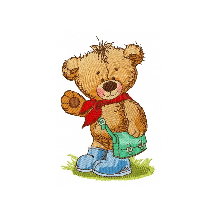 Teddy bear goes to school embroidery design - Embroidery Design