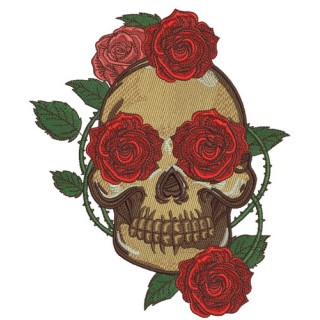 Skull with prickly rose 4 embroidery design - Embroidery Design