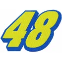 Embroidery design featuring the original Jimmie Johnson 48 logo, ideal for auto and moto enthusiasts.