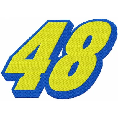 Embroidery design featuring the original Jimmie Johnson 48 logo, ideal for auto and moto enthusiasts.
