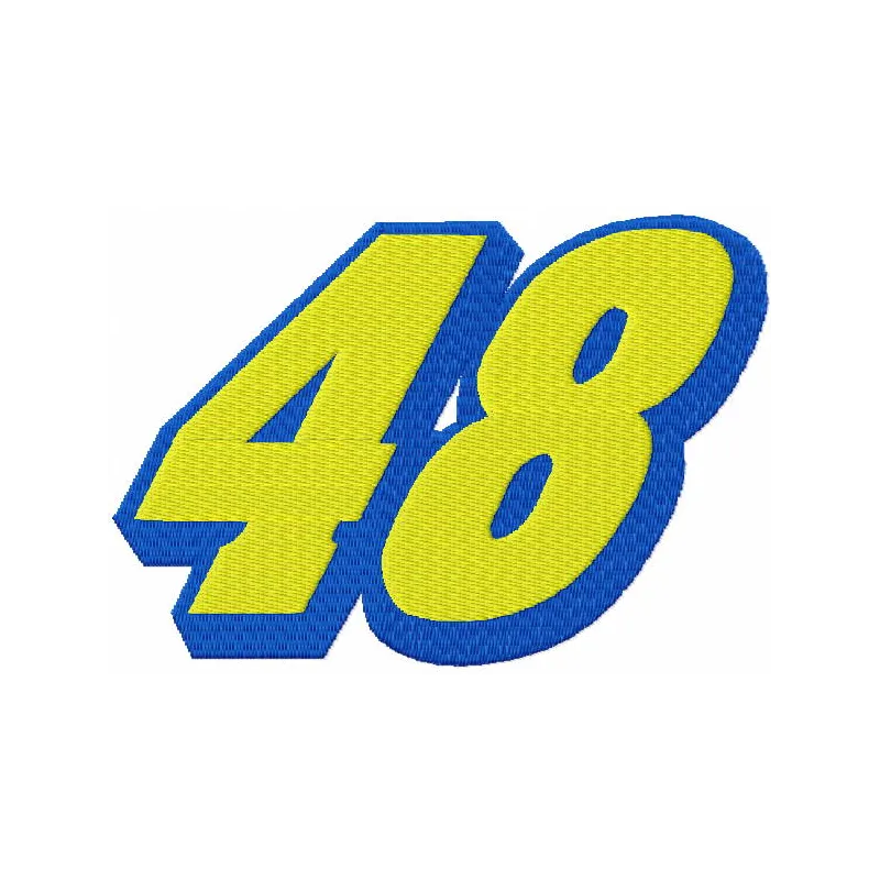 Embroidery design featuring the original Jimmie Johnson 48 logo, ideal for auto and moto enthusiasts.
