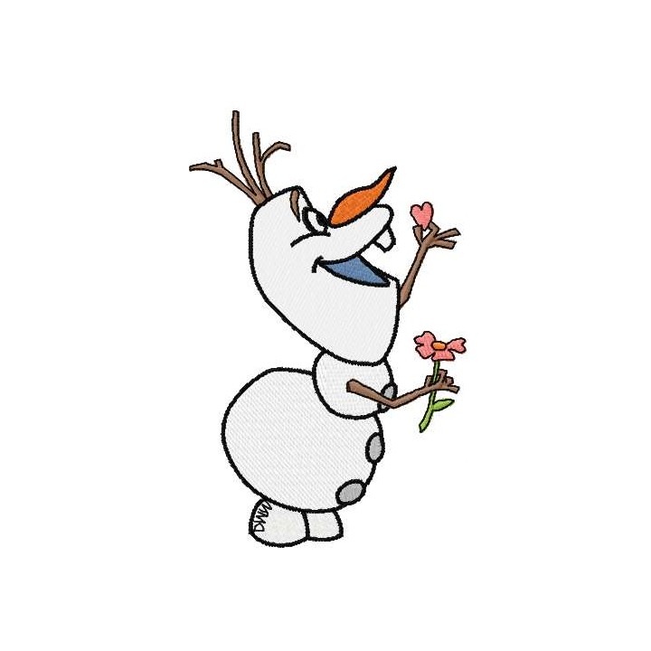 Olaf with flower embroidery design - Embroidery Design