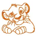Preview of Simba's thoughts embroidery design featuring whimsical motifs inspired by Lion King characters.