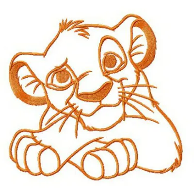 Preview of Simba's thoughts embroidery design featuring whimsical motifs inspired by Lion King characters.