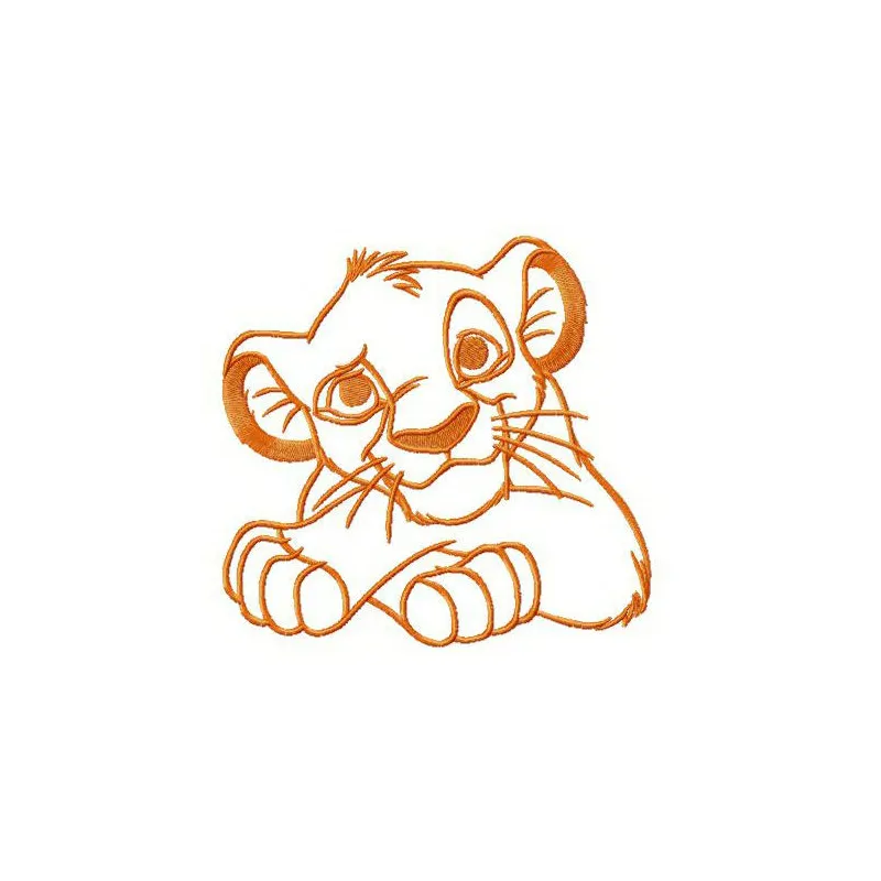 Preview of Simba's thoughts embroidery design featuring whimsical motifs inspired by Lion King characters.