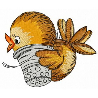 Sparrow with thimble embroidery design - Embroidery Design