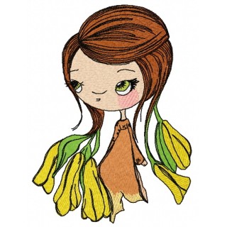 Shy blossom fairy embroidery design - Embroidery Design