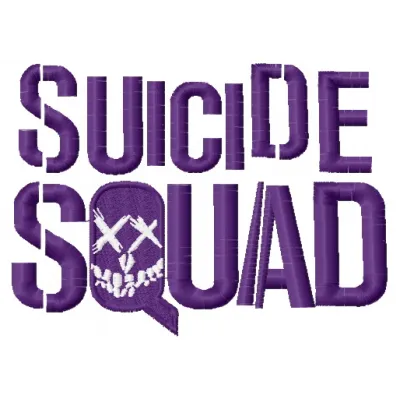 Embroidery design preview of the Suicide Squad logo, showcasing vibrant details for creative stitching projects.