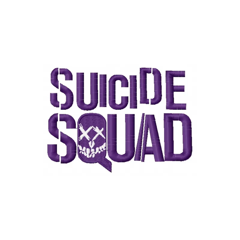 Embroidery design preview of the Suicide Squad logo, showcasing vibrant details for creative stitching projects.