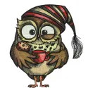 Owl in the morning 2 embroidery design showcasing a whimsical bird motif, perfect for creative stitching projects.