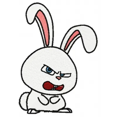 Angry Snowball embroidery design from The Secret Life of Pets, showcasing a whimsical stitched motif.