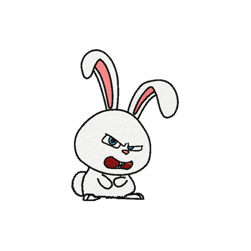 Angry Snowball embroidery design from The Secret Life of Pets, showcasing a whimsical stitched motif.