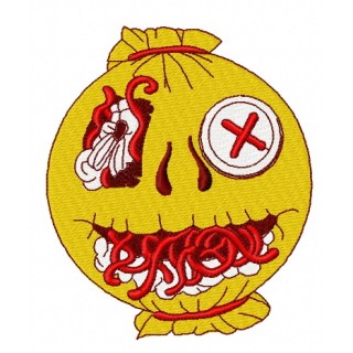 Wormy pumpkin embroidery design - Embroidery Design