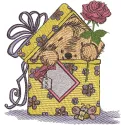Preview of 'Surprise for You' embroidery design featuring a cute teddy bear, perfect for various stitching projects.