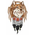 Fox and dreamcatcher embroidery design featuring a whimsical fox intertwined with intricate dreamcatcher motifs.