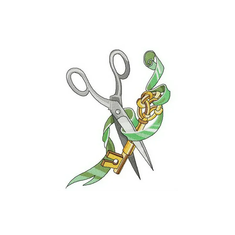 Key to tailor's heart embroidery design preview showcasing intricate stitching patterns for crafting projects.