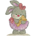 Cute bunny girl embroidery design featuring a whimsical character, perfect for stitching on children's apparel and accessori…