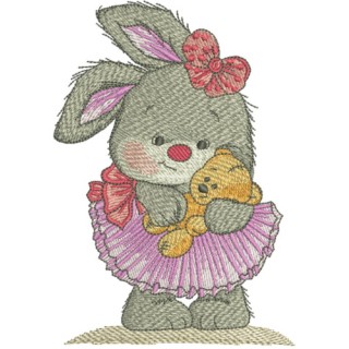 Cute bunny girl embroidery design - Embroidery Design