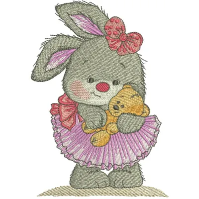 Cute bunny girl embroidery design featuring a whimsical character, perfect for stitching on children's apparel and accessori…