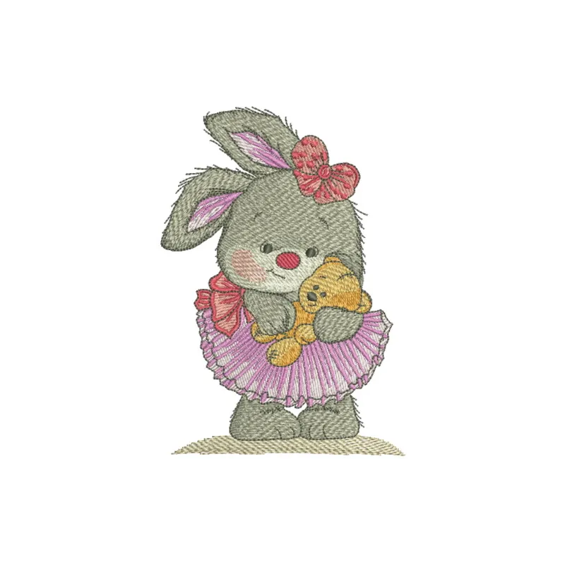 Cute bunny girl embroidery design featuring a whimsical character, perfect for stitching on children's apparel and accessori…