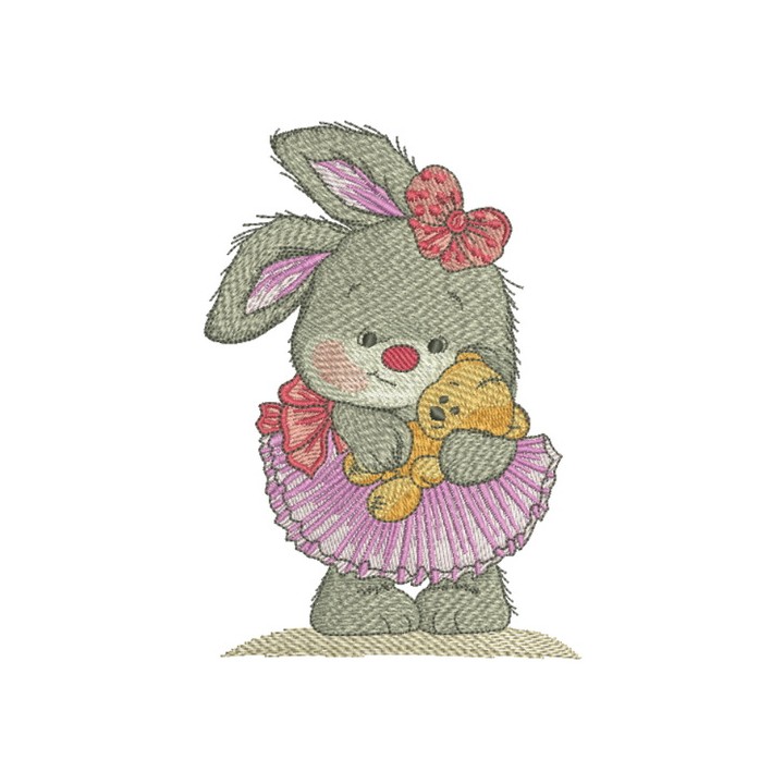 Cute bunny girl embroidery design - Embroidery Design