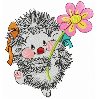 Hedgehog with chamomile embroidery design - Embroidery Design