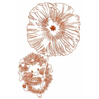 Hedgehog with poppy 2 embroidery design featuring a charming hedgehog surrounded by vibrant poppy flowers.